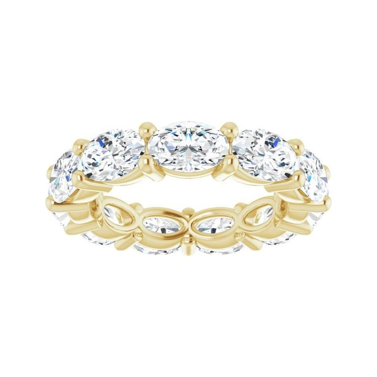Sapphire Row Natural Diamond Petite Oval Eternity Band - 14K Yellow Gold, 6 × 4 mm, 5 (view 3)