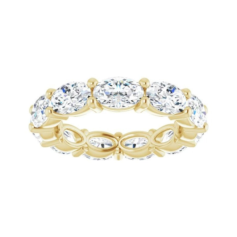Sapphire Row Natural Diamond Petite Oval Eternity Band - 14K Yellow Gold, 6 × 4 mm, 6 (view 3)