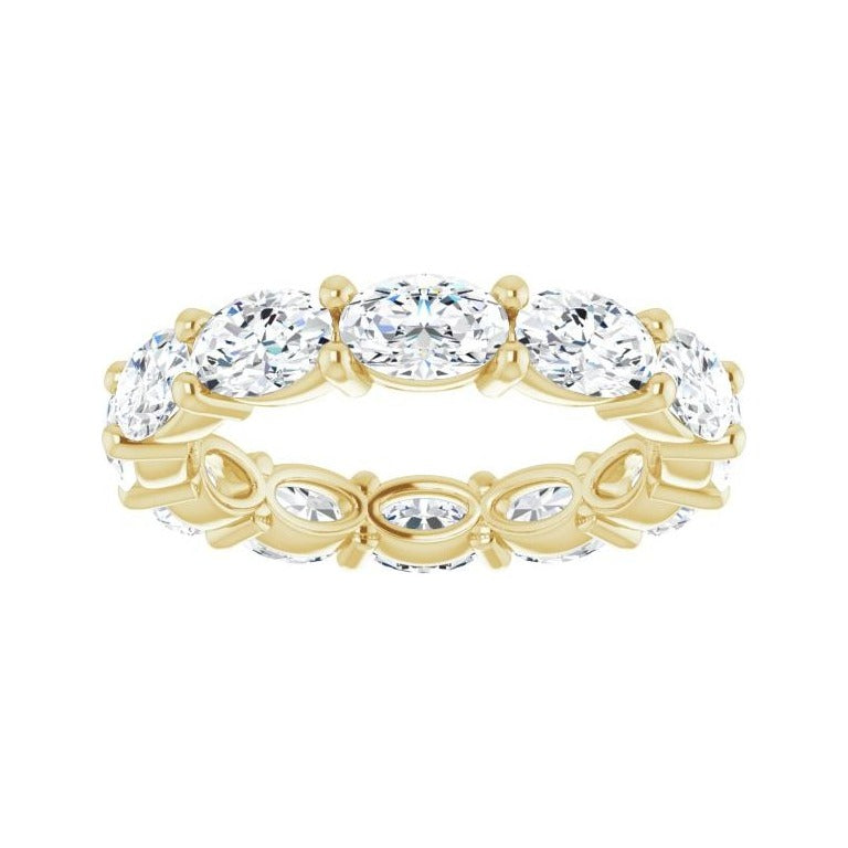 Sapphire Row Natural Diamond Petite Oval Eternity Band - 14K Yellow Gold, 6 × 4 mm, 8 (view 3)
