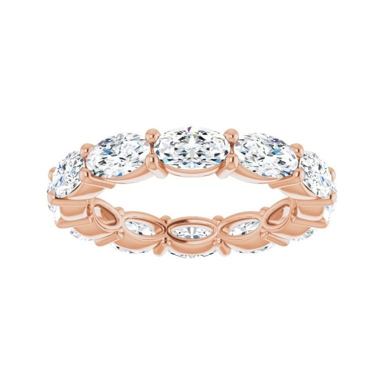 Sapphire Row Natural Diamond Petite Oval Eternity Band - 14K Rose Gold, 5 × 3 mm, 4 (view 3)