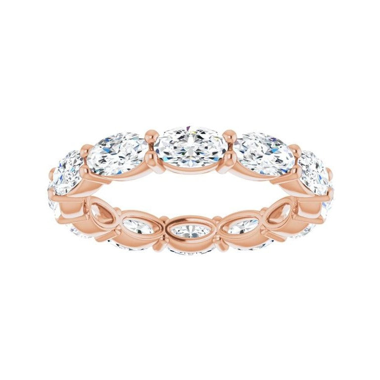 Sapphire Row Natural Diamond Petite Oval Eternity Band - 14K Rose Gold, 5 × 3 mm, 5 (view 3)