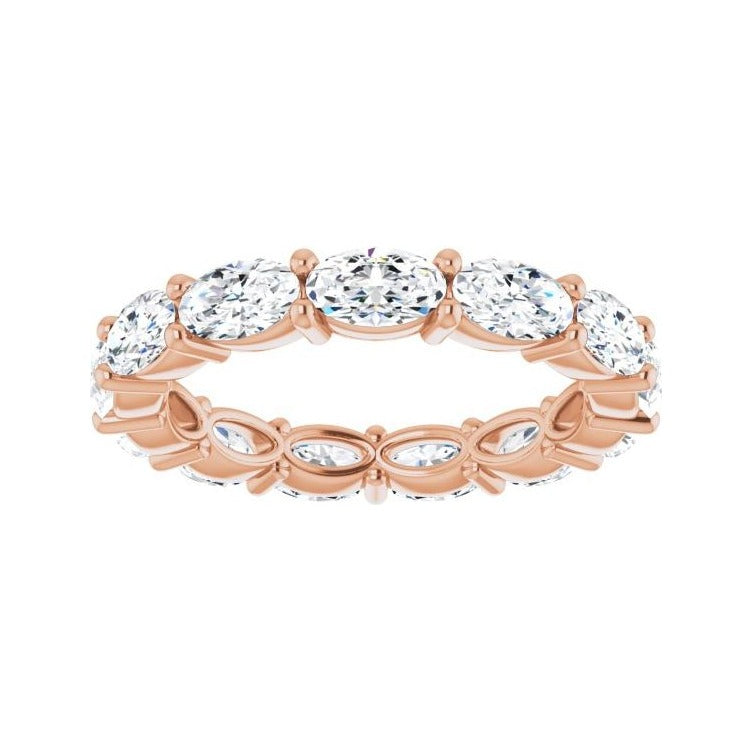 Sapphire Row Natural Diamond Petite Oval Eternity Band - 14K Rose Gold, 5 × 3 mm, 6 (view 3)