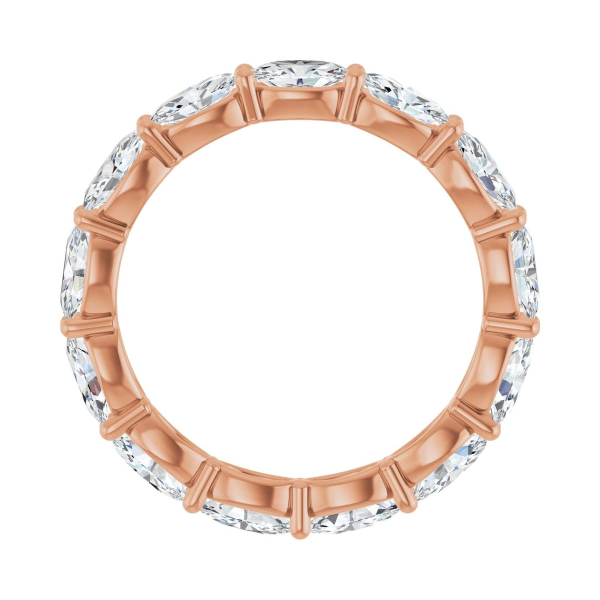 Sapphire Row Natural Diamond Petite Oval Eternity Band - 14K Rose Gold, 5 × 3 mm, 7 (view 2)