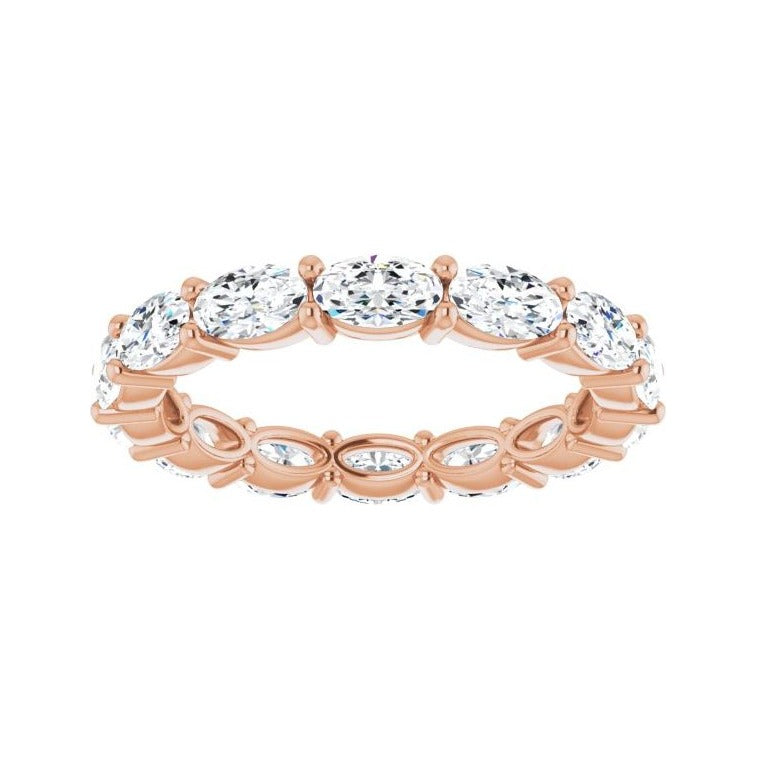 Sapphire Row Natural Diamond Petite Oval Eternity Band - 14K Rose Gold, 5 × 3 mm, 8 (view 3)