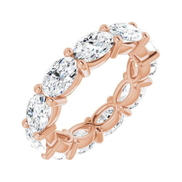 Sapphire Row Natural Diamond Petite Oval Eternity Band - 14K Rose Gold, 6 × 4 mm, 5