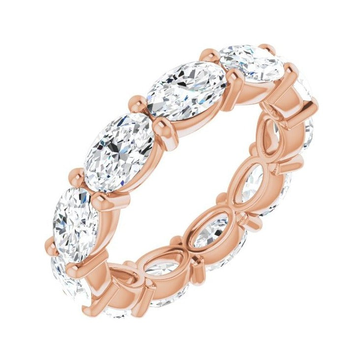 Sapphire Row Natural Diamond Petite Oval Eternity Band - 14K Rose Gold, 6 × 4 mm, 6