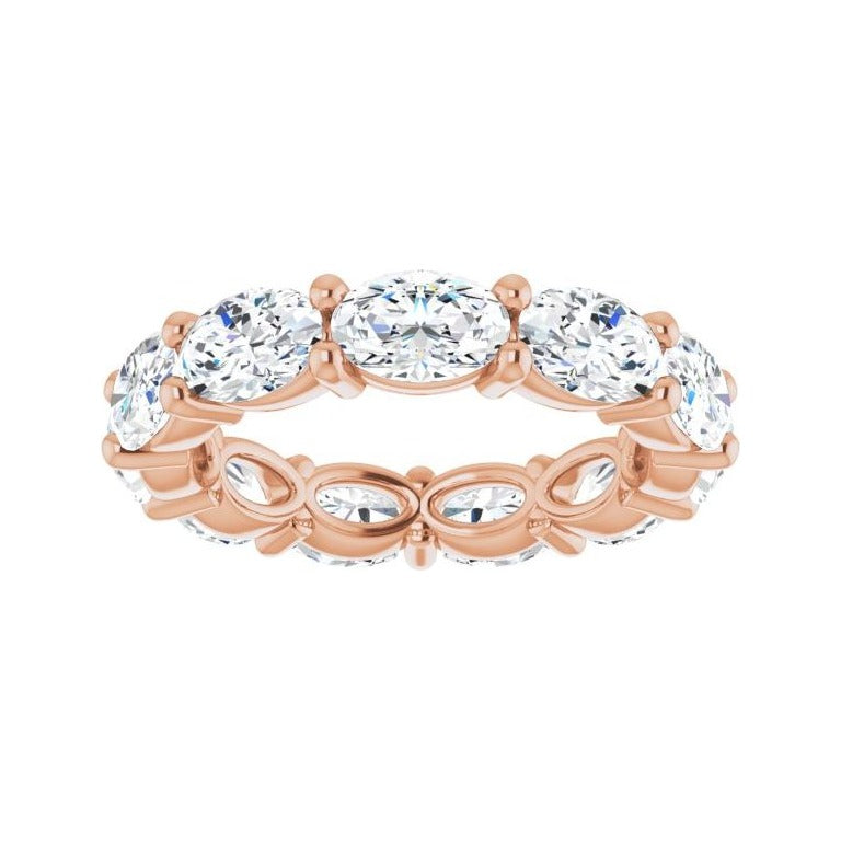 Sapphire Row Natural Diamond Petite Oval Eternity Band - 14K Rose Gold, 6 × 4 mm, 6 (view 3)