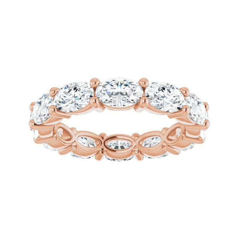 Sapphire Row Natural Diamond Petite Oval Eternity Band - 14K Rose Gold, 6 × 4 mm, 8 (view 3)