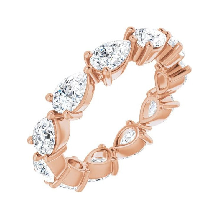 Sapphire Row Natural Diamond Petite Pear Eternity Band - 14K Rose Gold, 5.5 × 3.5 mm, 6