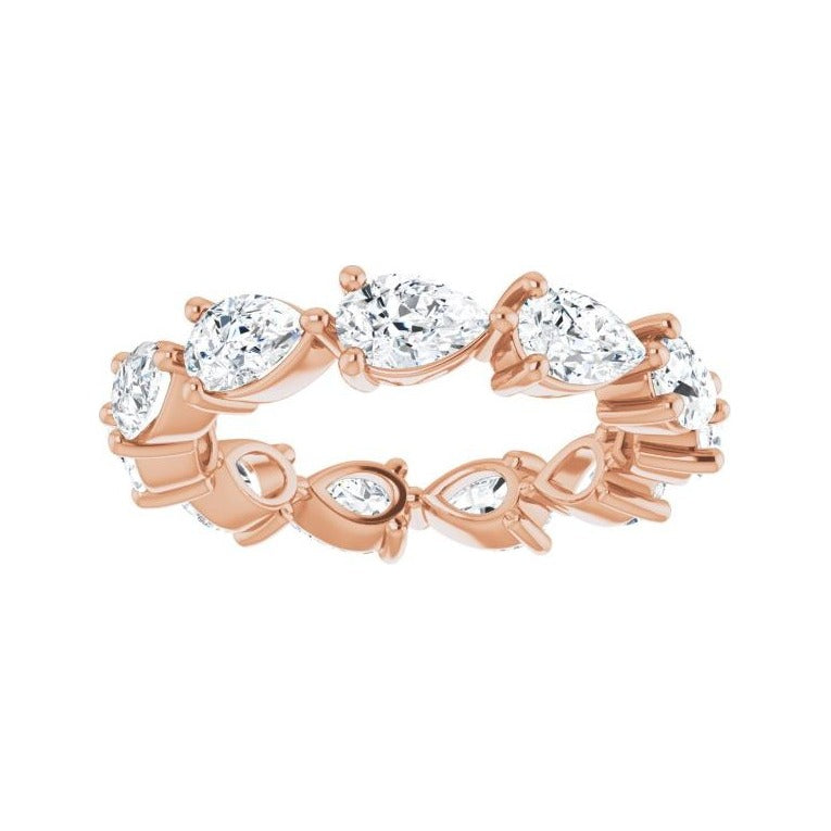 Sapphire Row Natural Diamond Petite Pear Eternity Band - 14K Rose Gold, 5.5 × 3.5 mm, 6 (view 3)