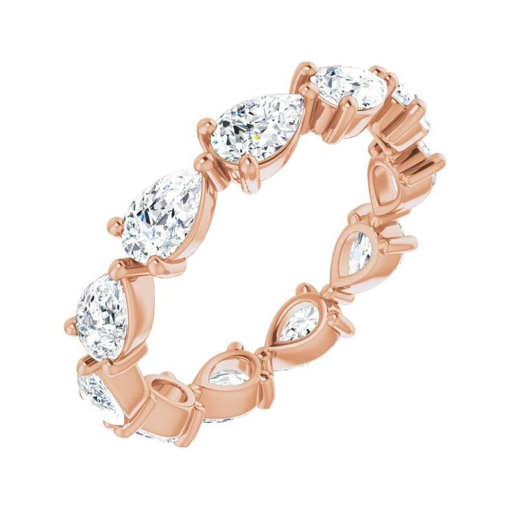 Sapphire Row Natural Diamond Petite Pear Eternity Band - 14K Rose Gold, 5.5 × 3.5 mm, 8