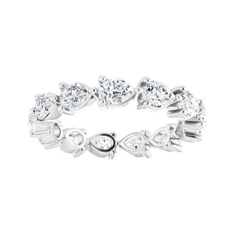 Sapphire Row Natural Diamond Petite Pear Eternity Band - 14K White Gold, 4 × 3 mm, 5 (view 3)