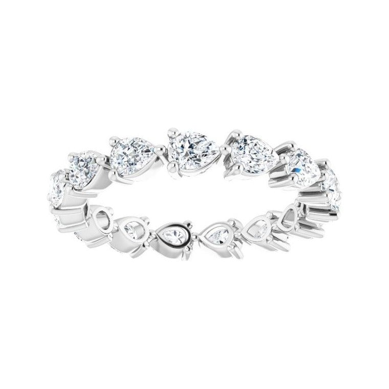 Sapphire Row Natural Diamond Petite Pear Eternity Band - 14K White Gold, 4 × 3 mm, 8 (view 3)