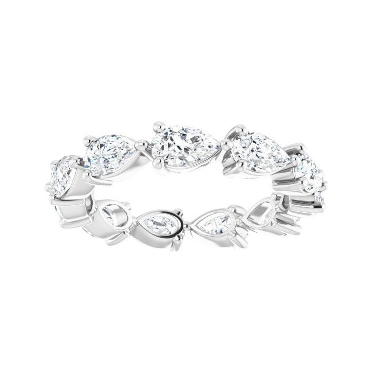Sapphire Row Natural Diamond Petite Pear Eternity Band - 14K White Gold, 5 × 3 mm, 5 (view 3)