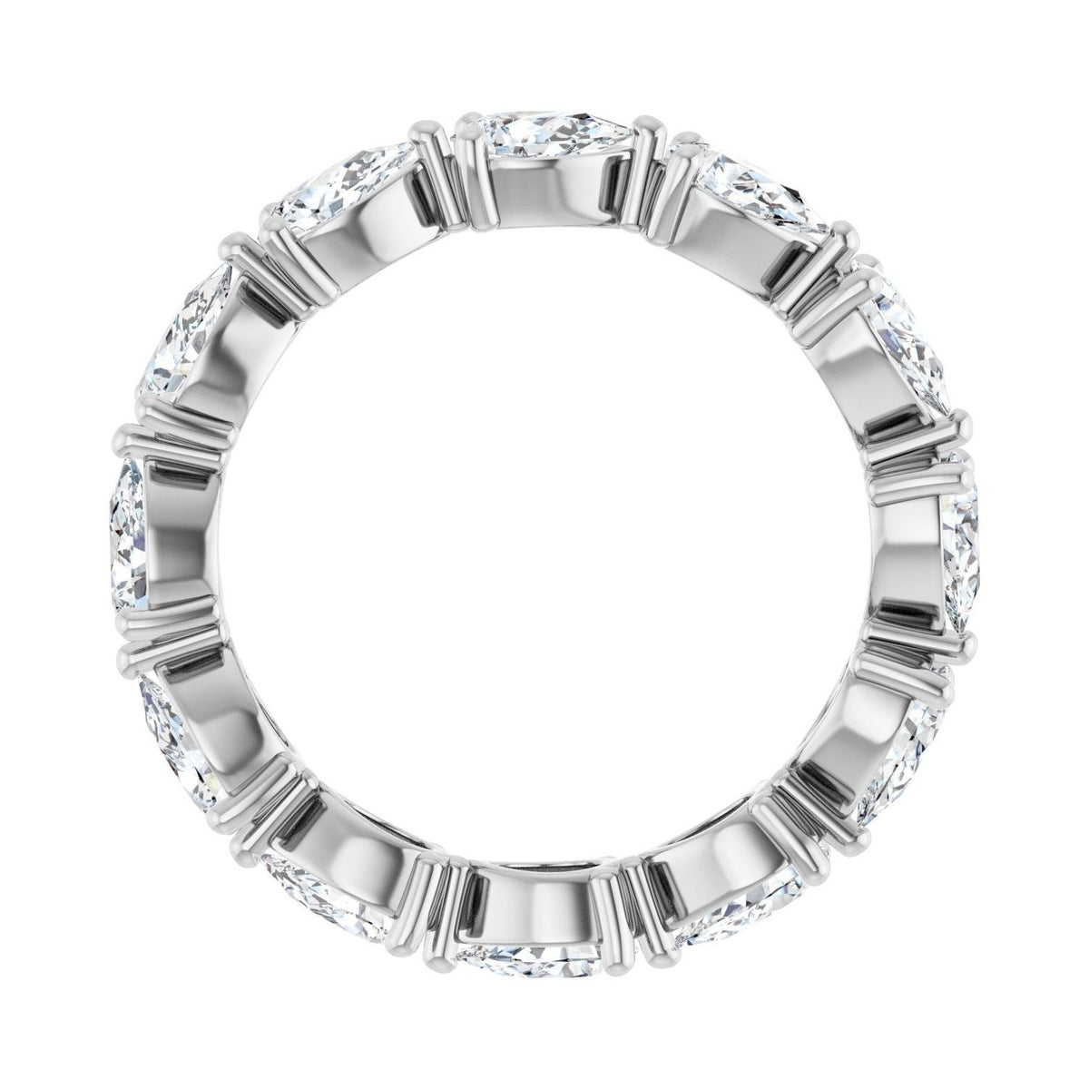 Sapphire Row Natural Diamond Petite Pear Eternity Band - 14K White Gold, 5 × 3 mm, 7 (view 2)
