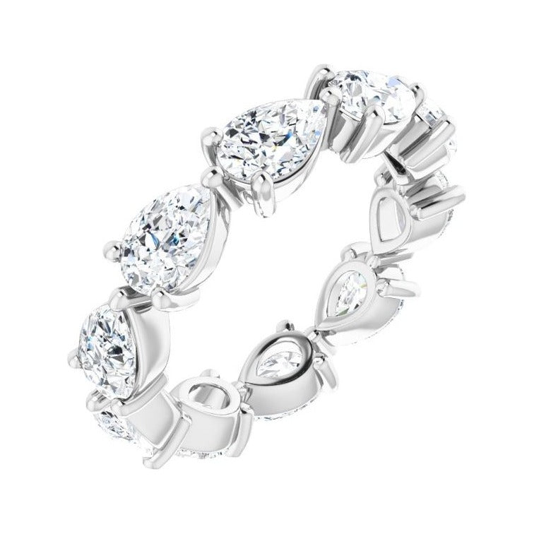 Sapphire Row Natural Diamond Petite Pear Eternity Band - 14K White Gold, 6 × 4 mm, 6
