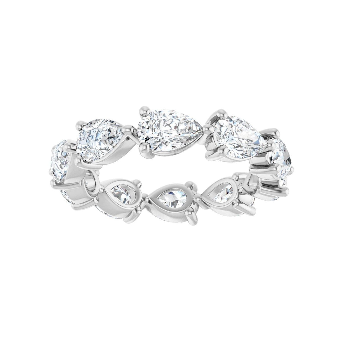 Sapphire Row Natural Diamond Petite Pear Eternity Band - 14K White Gold, 6 × 4 mm, 7 (view 3)
