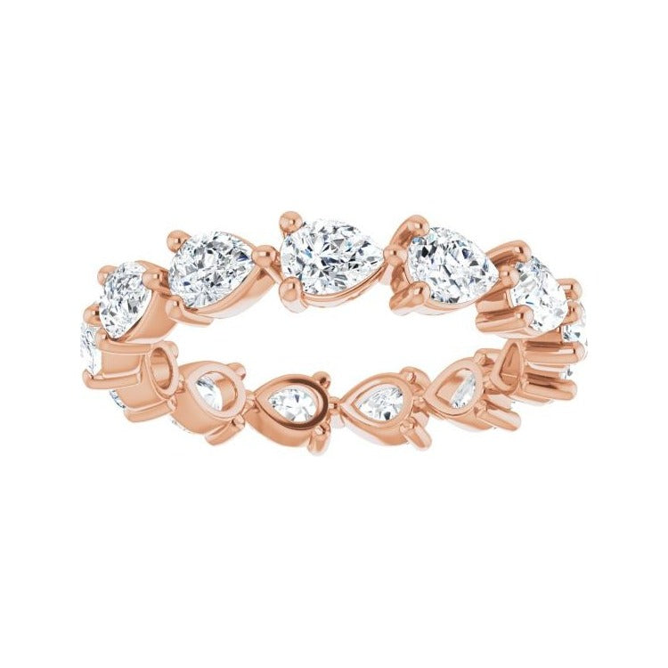 Sapphire Row Natural Diamond Petite Pear Eternity Band - 14K Rose Gold, 4 × 3 mm, 5 (view 3)