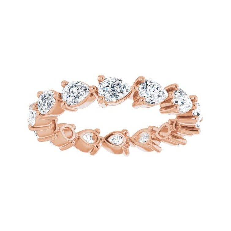Sapphire Row Natural Diamond Petite Pear Eternity Band - 14K Rose Gold, 4 × 3 mm, 6 (view 3)