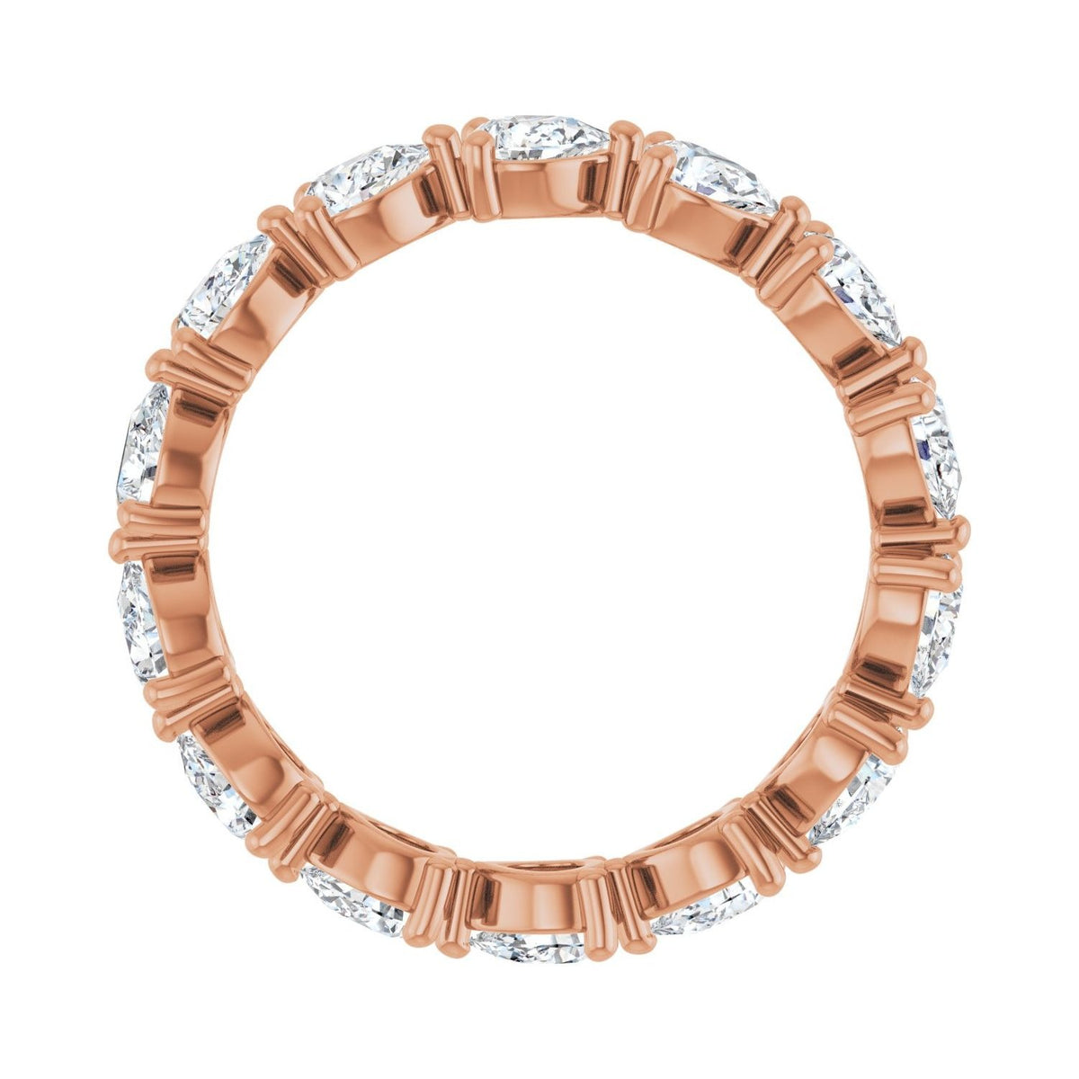 Sapphire Row Natural Diamond Petite Pear Eternity Band - 14K Rose Gold, 4 × 3 mm, 7 (view 2)