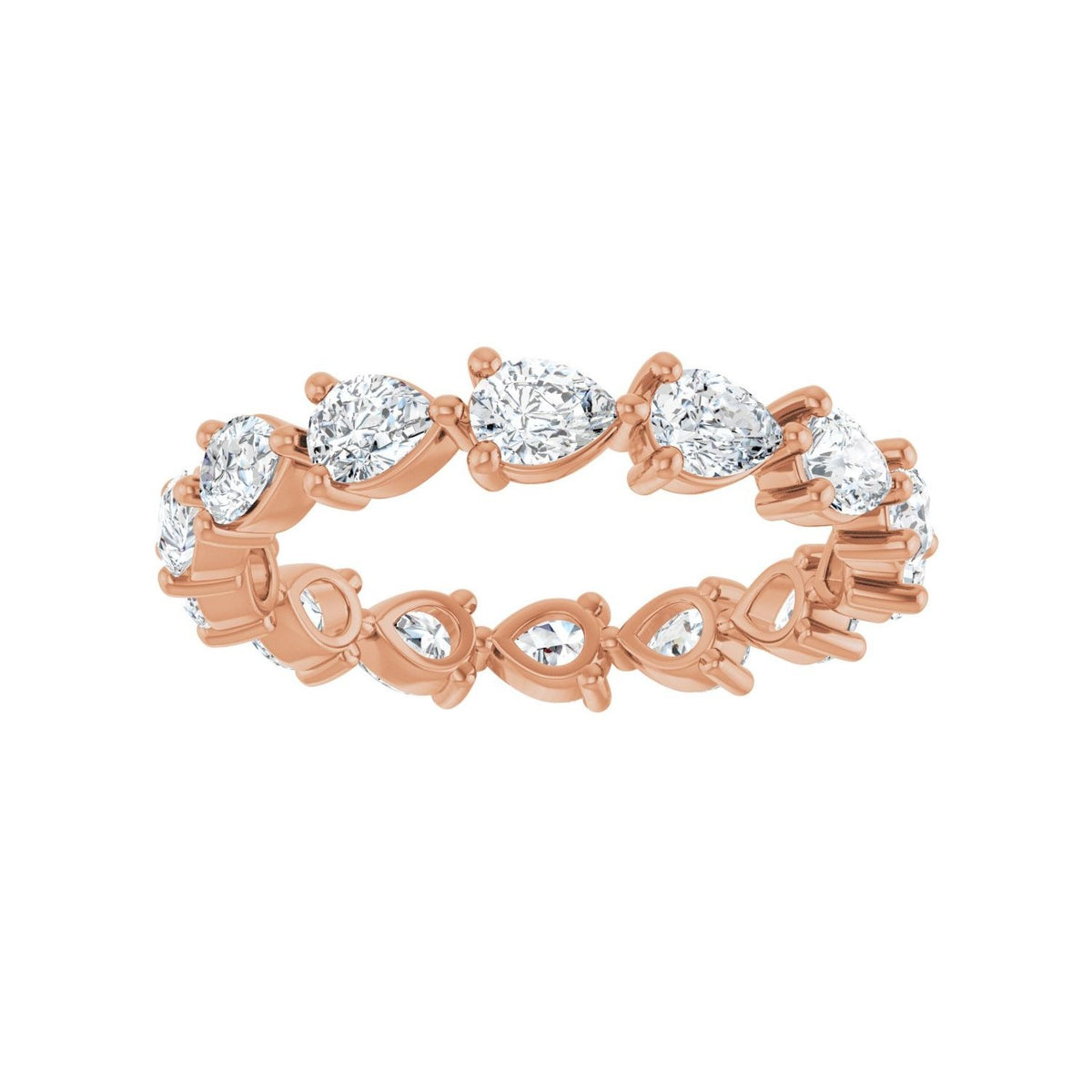 Sapphire Row Natural Diamond Petite Pear Eternity Band - 14K Rose Gold, 4 × 3 mm, 7 (view 3)
