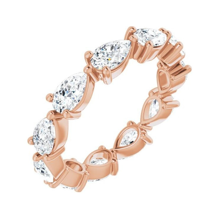 Sapphire Row Natural Diamond Petite Pear Eternity Band - 14K Rose Gold, 5 × 3 mm, 5