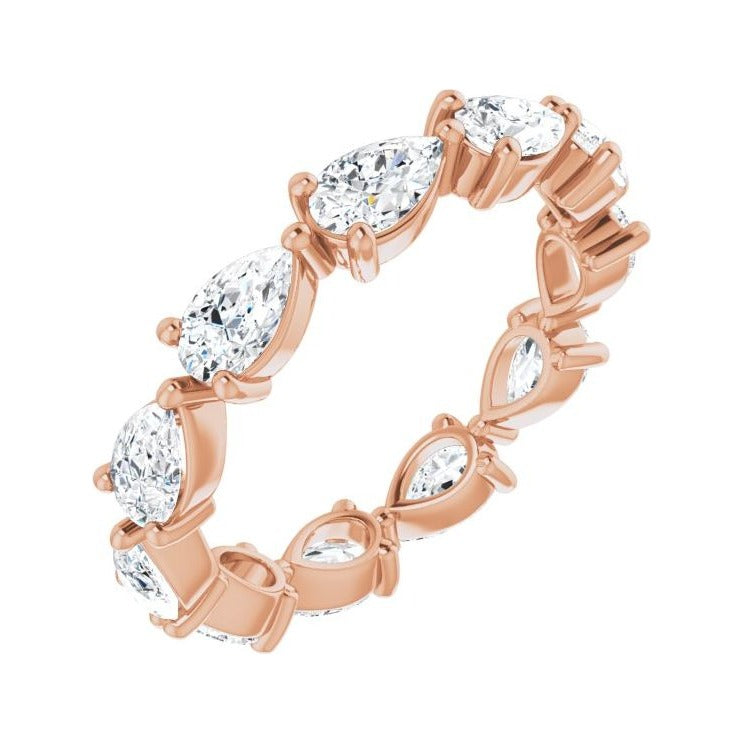 Sapphire Row Natural Diamond Petite Pear Eternity Band - 14K Rose Gold, 5 × 3 mm, 6