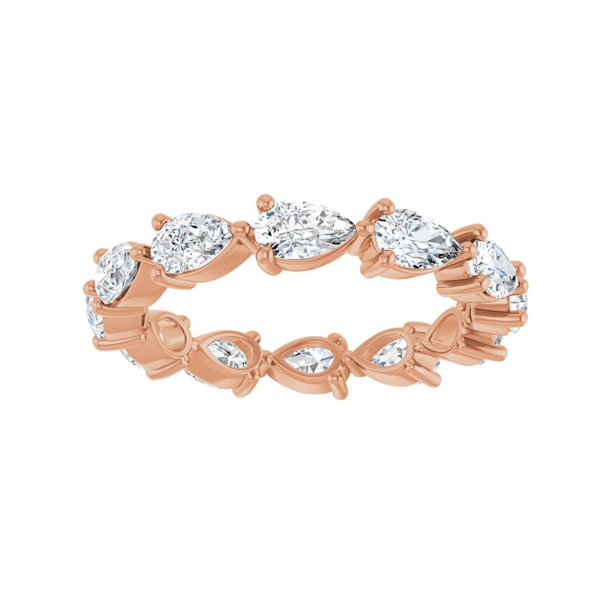 Sapphire Row Natural Diamond Petite Pear Eternity Band - 14K Rose Gold, 5 × 3 mm, 7 (view 3)