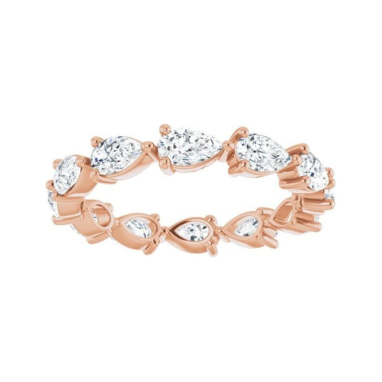 Sapphire Row Natural Diamond Petite Pear Eternity Band - 14K Rose Gold, 5 × 3 mm, 8 (view 3)