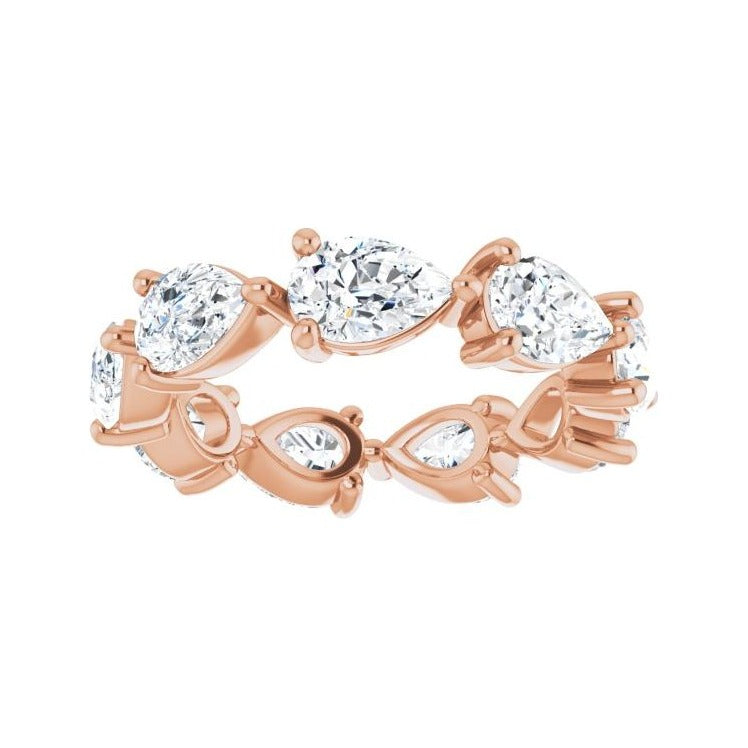 Sapphire Row Natural Diamond Petite Pear Eternity Band - 14K Rose Gold, 6 × 4 mm, 5 (view 3)