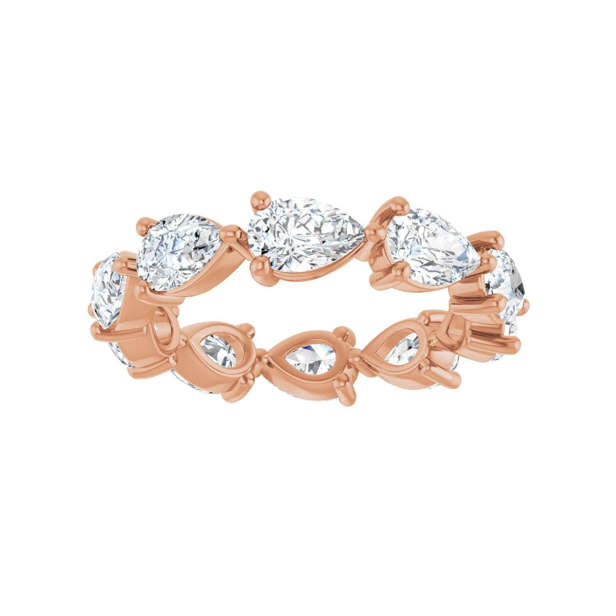 Sapphire Row Natural Diamond Petite Pear Eternity Band - 14K Rose Gold, 6 × 4 mm, 7 (view 3)