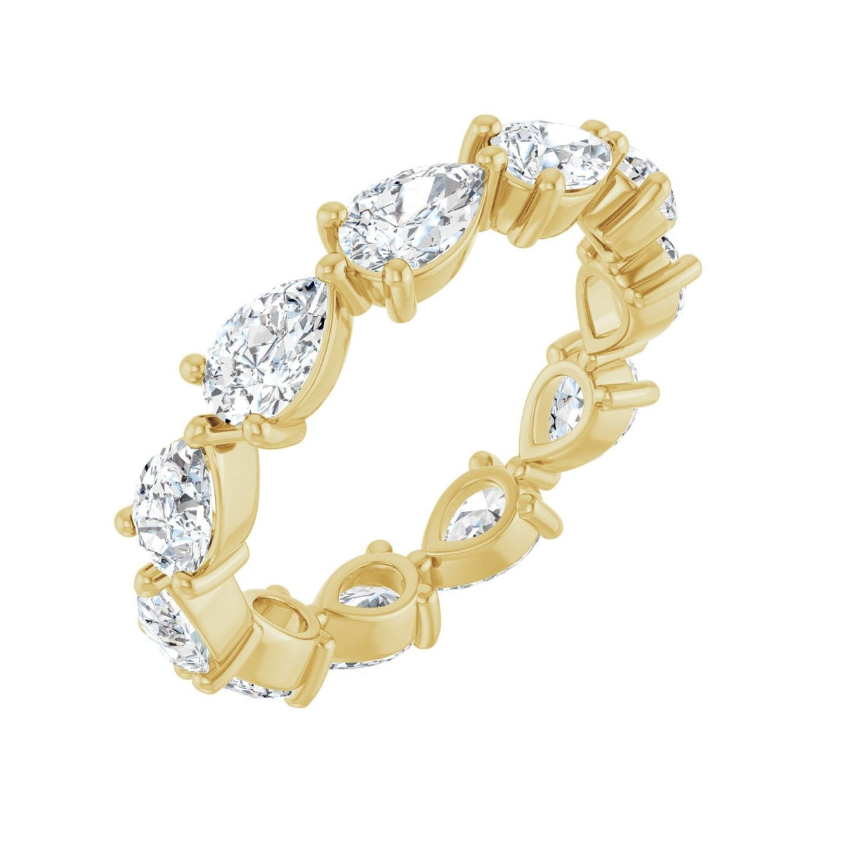 Sapphire Row Natural Diamond Petite Pear Eternity Band - 14K Yellow Gold, 5.5 × 3.5 mm, 7