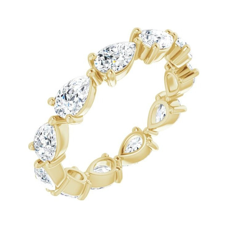 Sapphire Row Natural Diamond Petite Pear Eternity Band - 14K Yellow Gold, 5.5 × 3.5 mm, 8