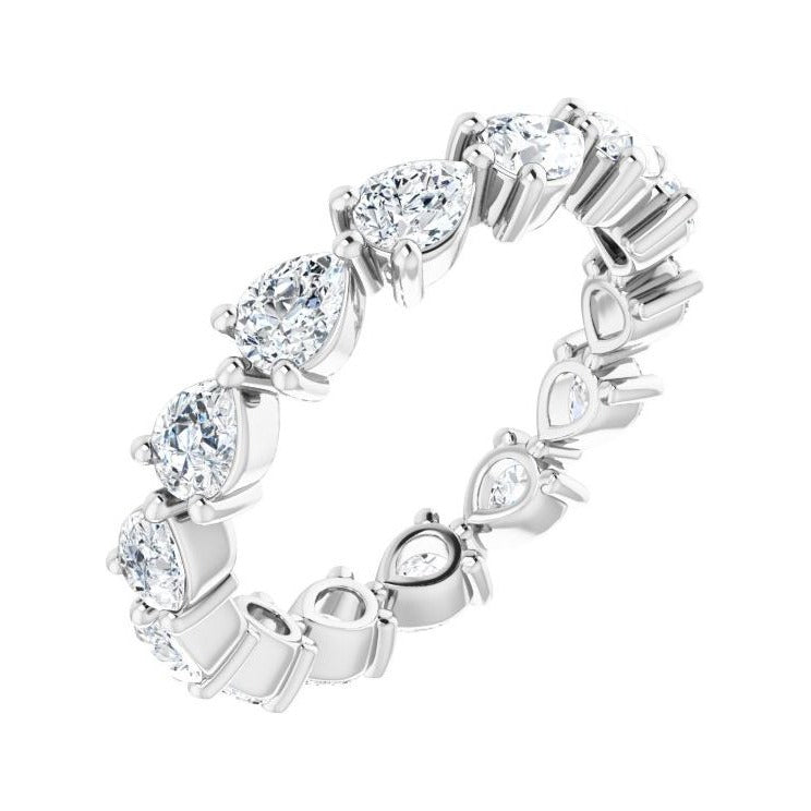 Sapphire Row Natural Diamond Petite Pear Eternity Band - Platinum, 4 × 3 mm, 6