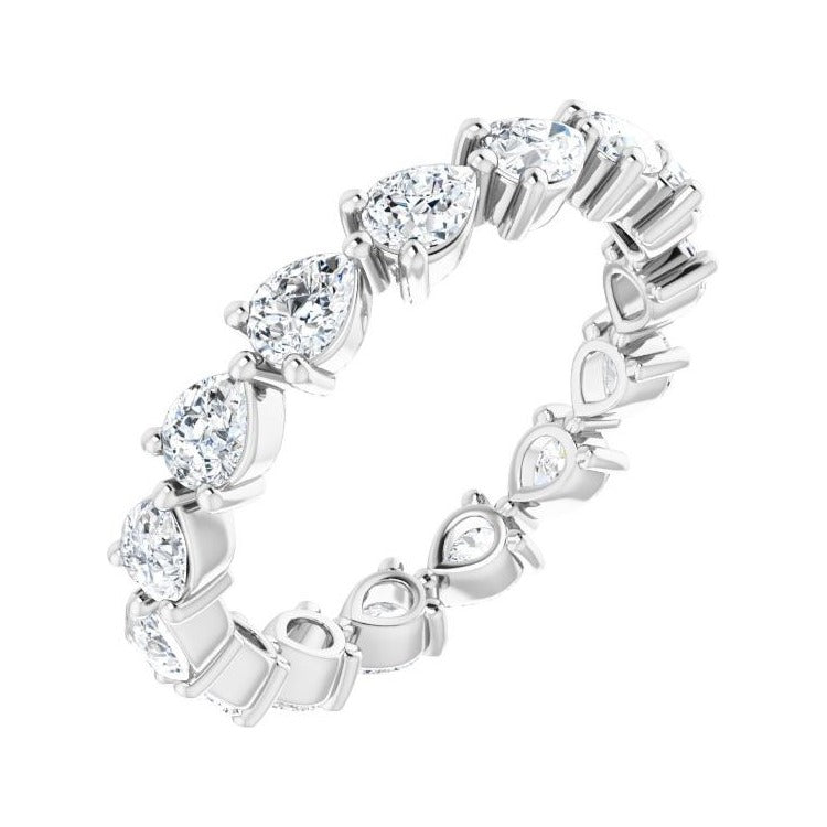 Sapphire Row Natural Diamond Petite Pear Eternity Band - Platinum, 4 × 3 mm, 8