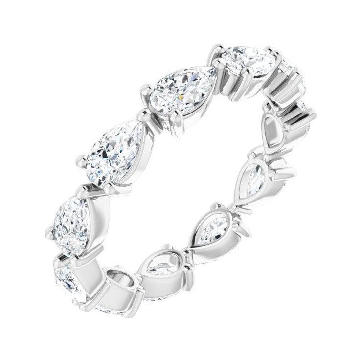 Sapphire Row Natural Diamond Petite Pear Eternity Band - Platinum, 5 × 3 mm, 6