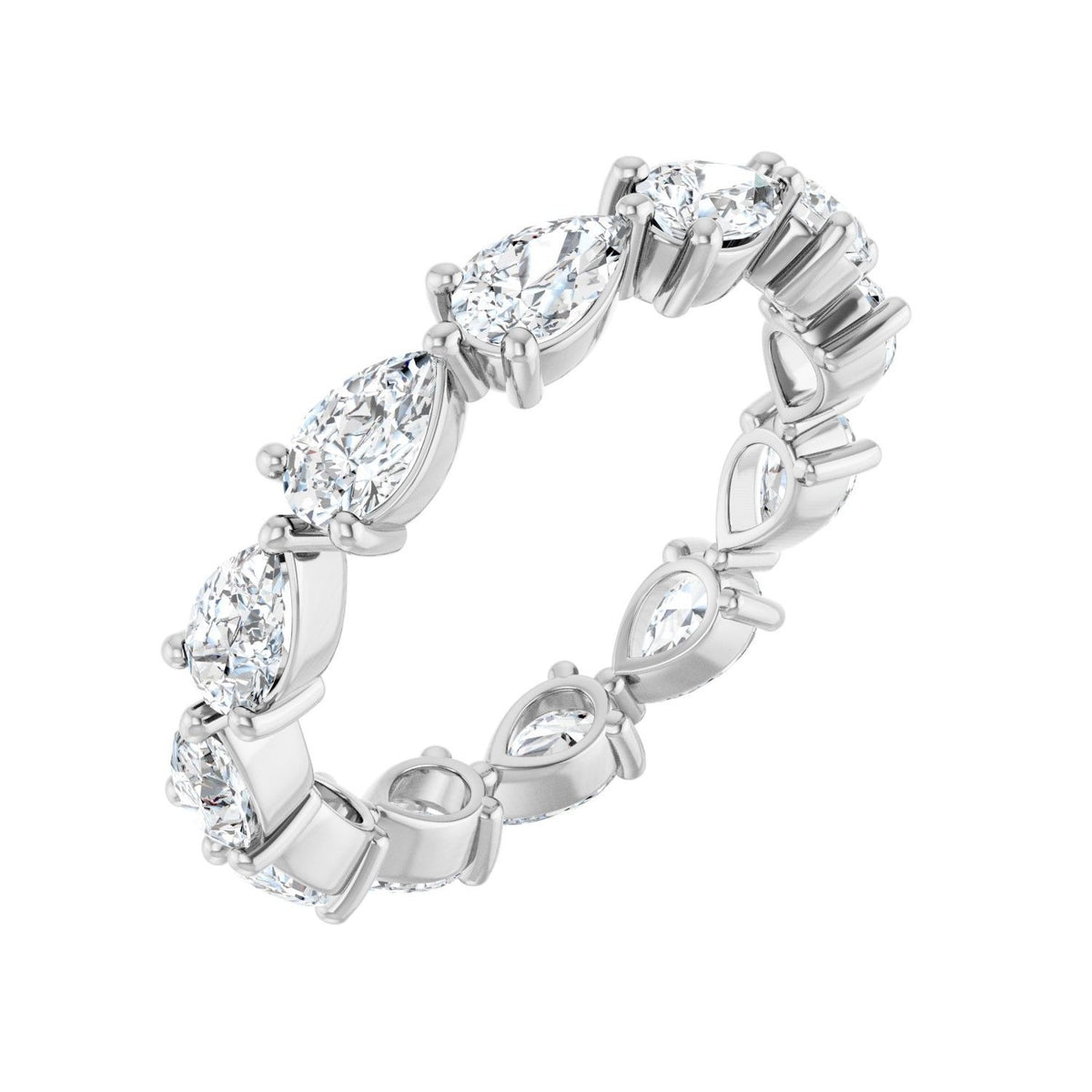 Sapphire Row Natural Diamond Petite Pear Eternity Band - Platinum, 5 × 3 mm, 7