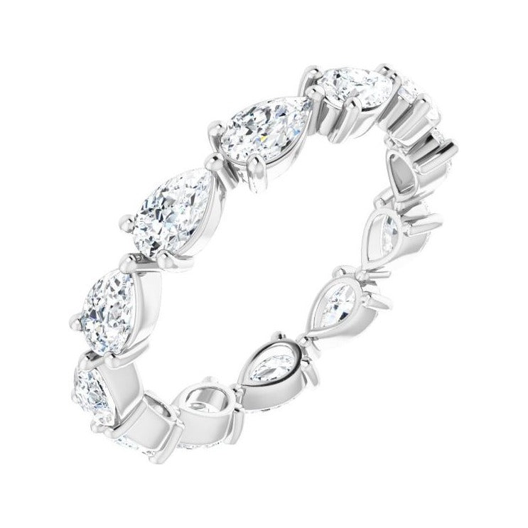 Sapphire Row Natural Diamond Petite Pear Eternity Band - Platinum, 5 × 3 mm, 8