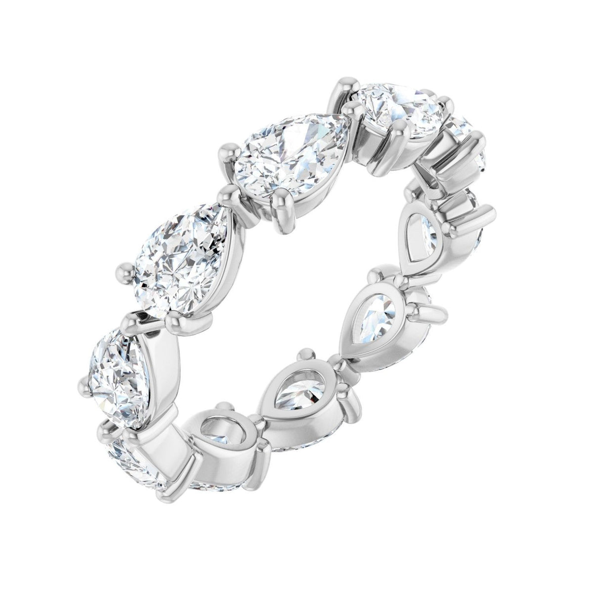 Sapphire Row Natural Diamond Petite Pear Eternity Band - Platinum, 6 × 4 mm, 7