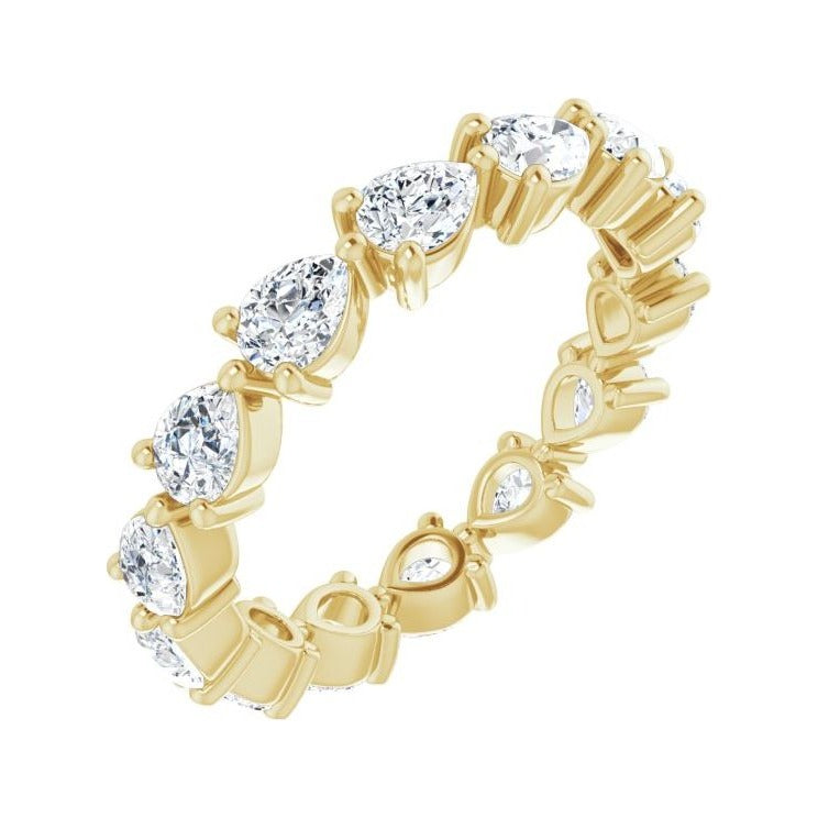 Sapphire Row Natural Diamond Petite Pear Eternity Band - 14K Yellow Gold, 4 × 3 mm, 6