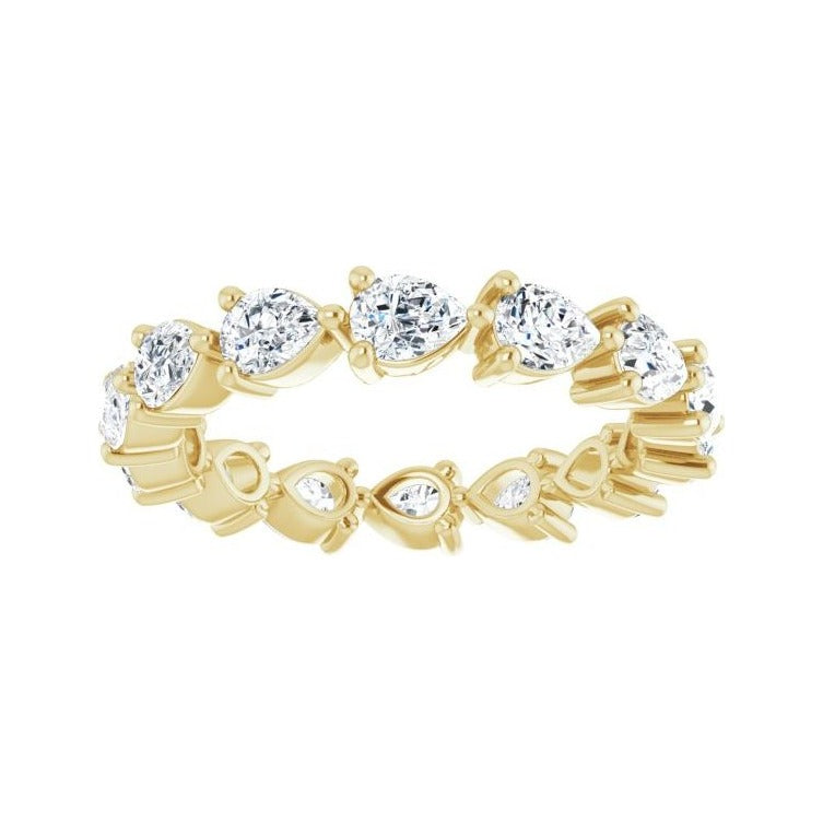 Sapphire Row Natural Diamond Petite Pear Eternity Band - 14K Yellow Gold, 4 × 3 mm, 6 (view 3)