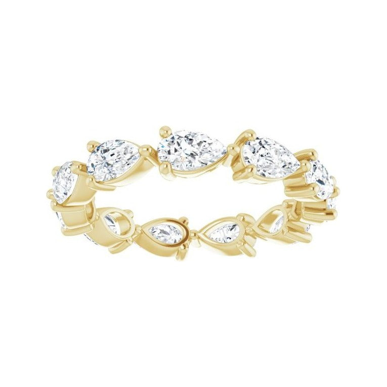 Sapphire Row Natural Diamond Petite Pear Eternity Band - 14K Yellow Gold, 5 × 3 mm, 6 (view 3)