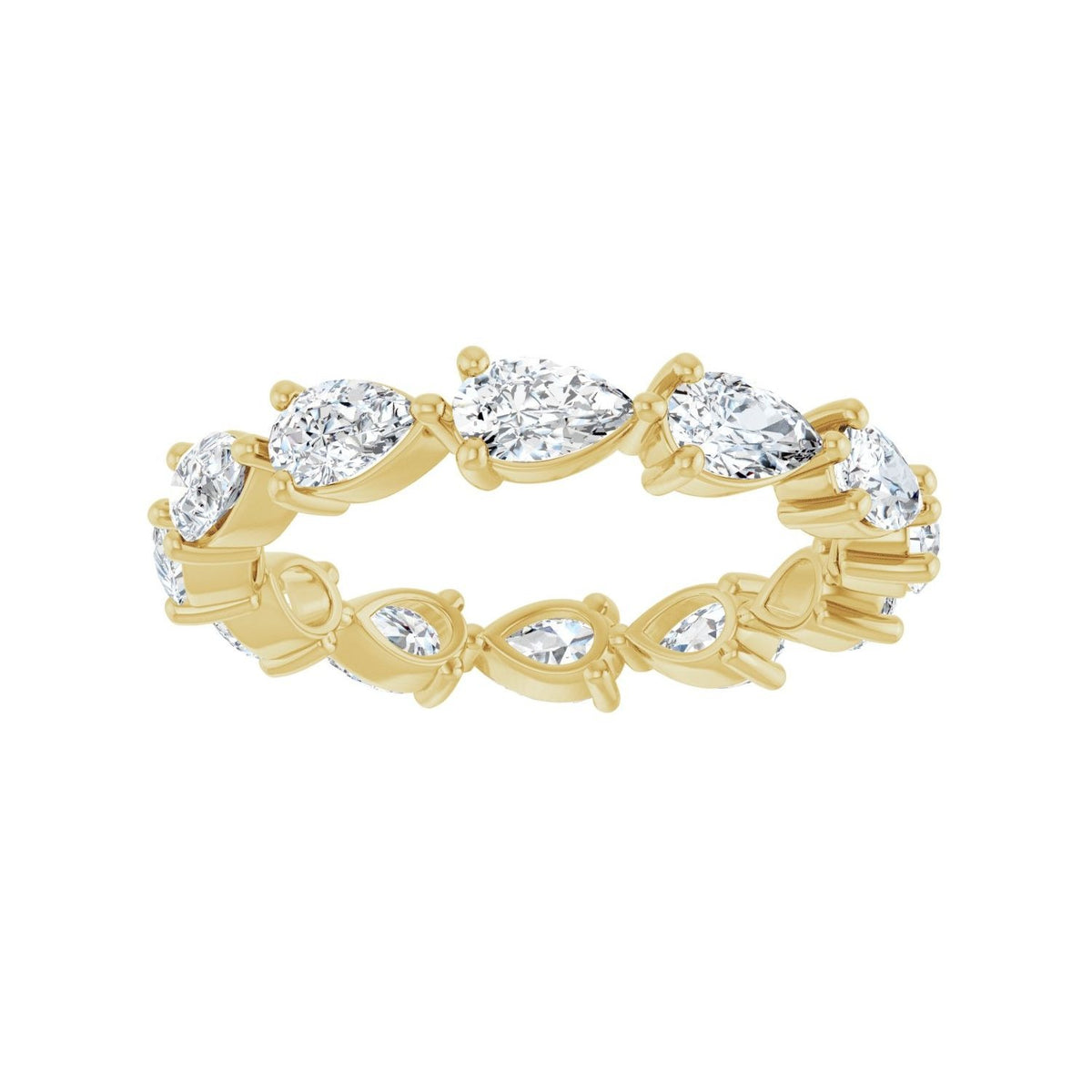 Sapphire Row Natural Diamond Petite Pear Eternity Band - 14K Yellow Gold, 5 × 3 mm, 7 (view 3)