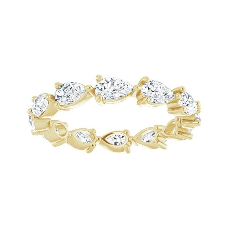Sapphire Row Natural Diamond Petite Pear Eternity Band - 14K Yellow Gold, 5 × 3 mm, 8 (view 3)