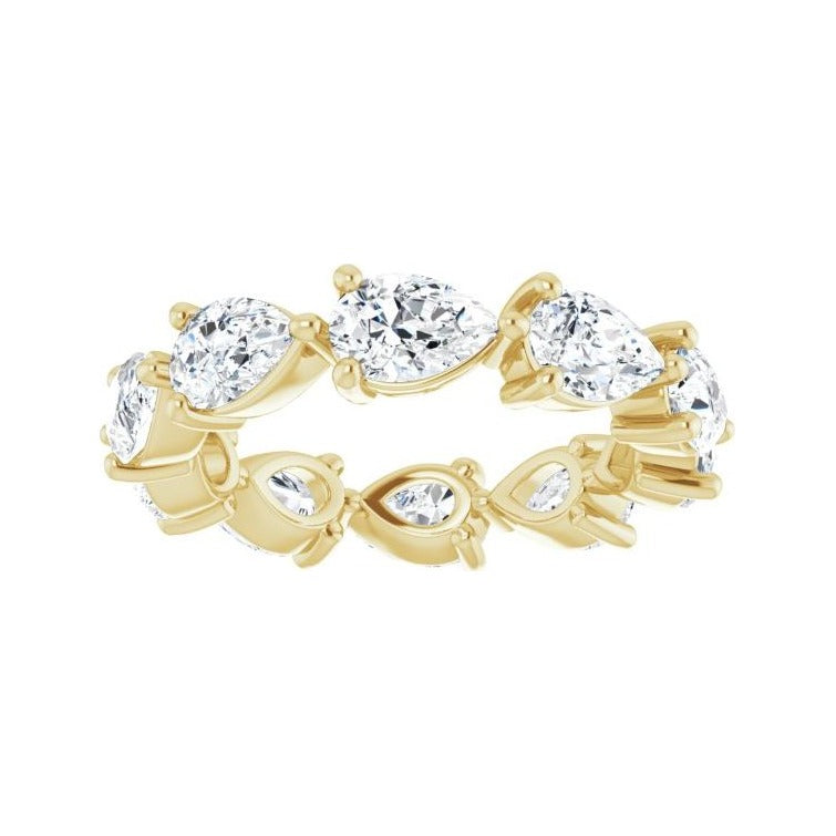 Sapphire Row Natural Diamond Petite Pear Eternity Band - 14K Yellow Gold, 6 × 4 mm, 6 (view 3)