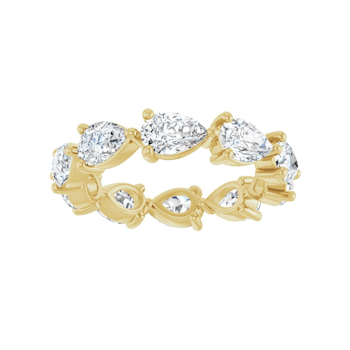 Sapphire Row Natural Diamond Petite Pear Eternity Band - 14K Yellow Gold, 6 × 4 mm, 7 (view 3)