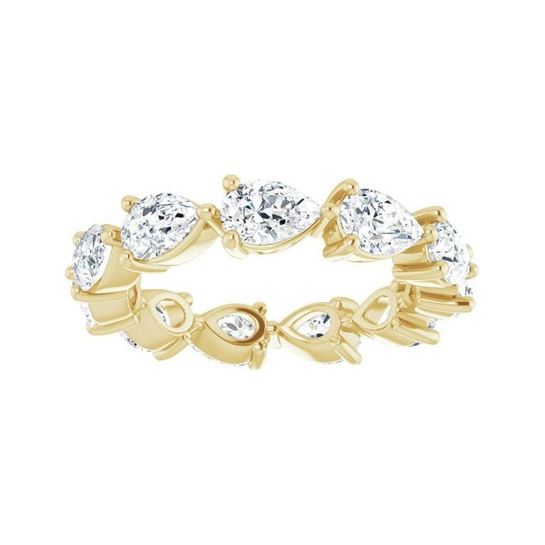Sapphire Row Natural Diamond Petite Pear Eternity Band - 14K Yellow Gold, 6 × 4 mm, 8 (view 3)