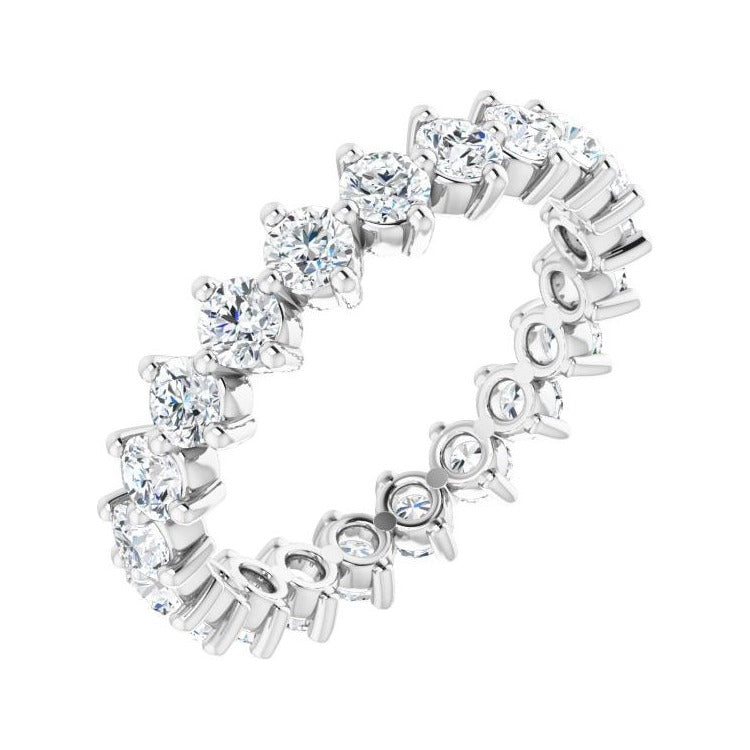Sapphire Row Natural Diamond Petite Round Eternity Band - 14K White Gold, 3 mm