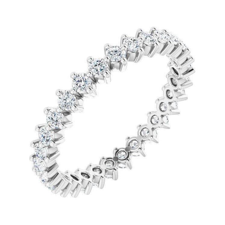 Sapphire Row Natural Diamond Petite Round Eternity Band - Platinum, 2 mm