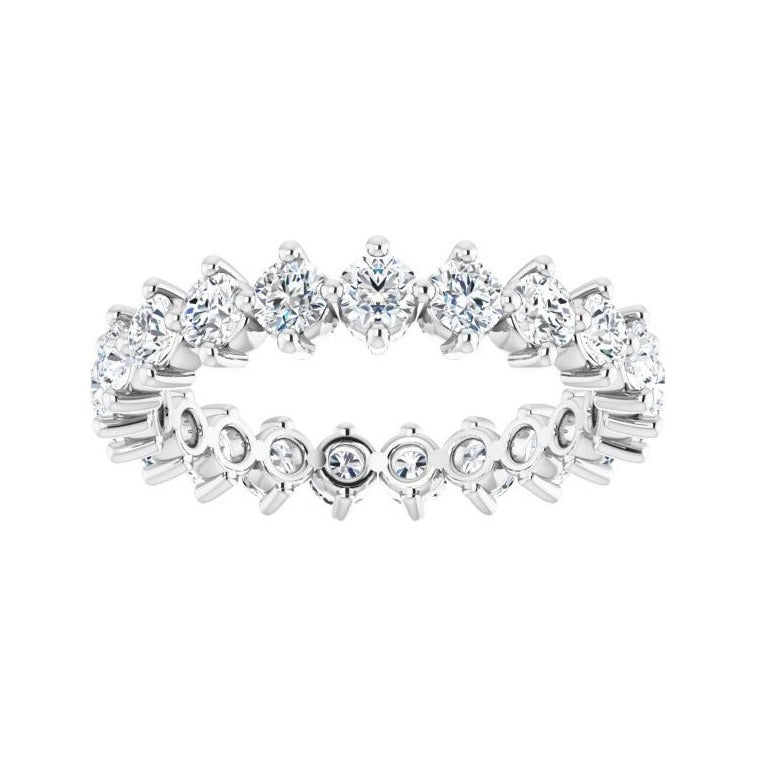 Sapphire Row Natural Diamond Petite Round Eternity Band - Platinum, 3 mm (view 3)